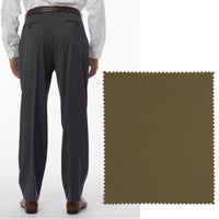 LONG FIT Super 120s Wool Gabardine Comfort-EZE Trouser in Saddle (Manchester Pleated Model) by Ballin