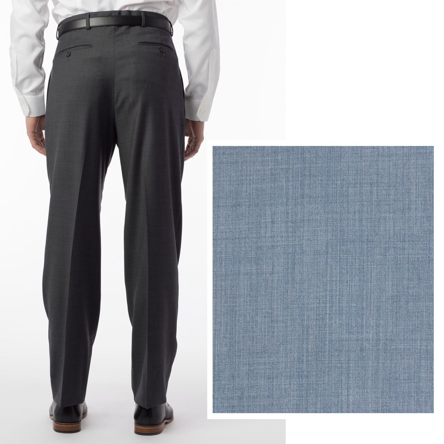 Super 120s Wool Gabardine Comfort-EZE Trouser in Blue Mix (Manchester Pleated Model) by Ballin