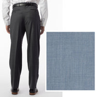 Super 120s Wool Gabardine Comfort-EZE Trouser in Blue Mix (Manchester Pleated Model) by Ballin