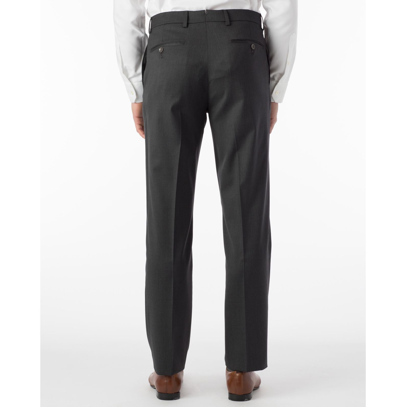 Super 130s Italian Luxury Ultimate Comfort Wool Tropical Flat Front Trouser in Charcoal by 6 East by Ballin