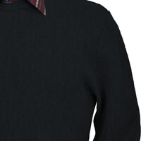 Baby Alpaca 'Links Stitch' Open Bottom Crew Neck Sweater in Black by Peru Unlimited