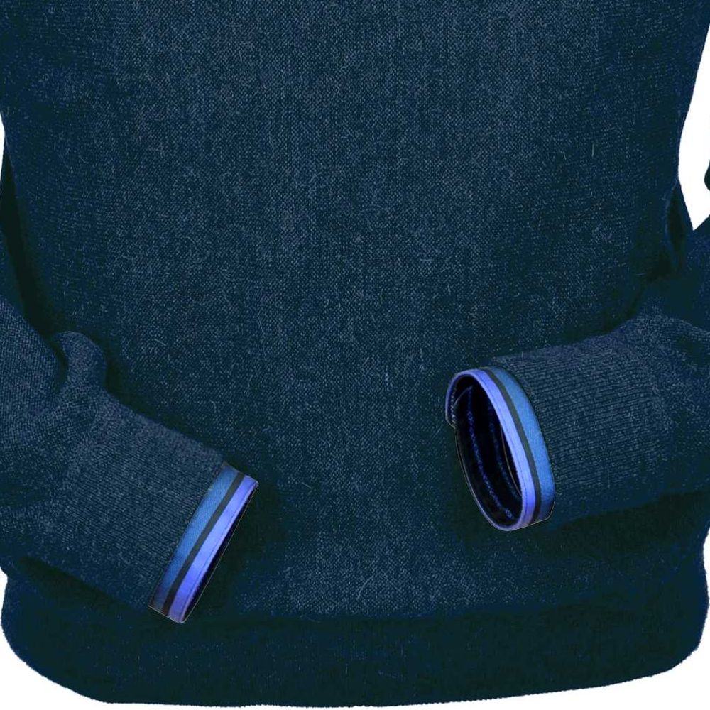 Baby Alpaca 'Links Stitch' Sweatshirt-Style Crew Neck Sweater in Midnight Heather by Peru Unlimited