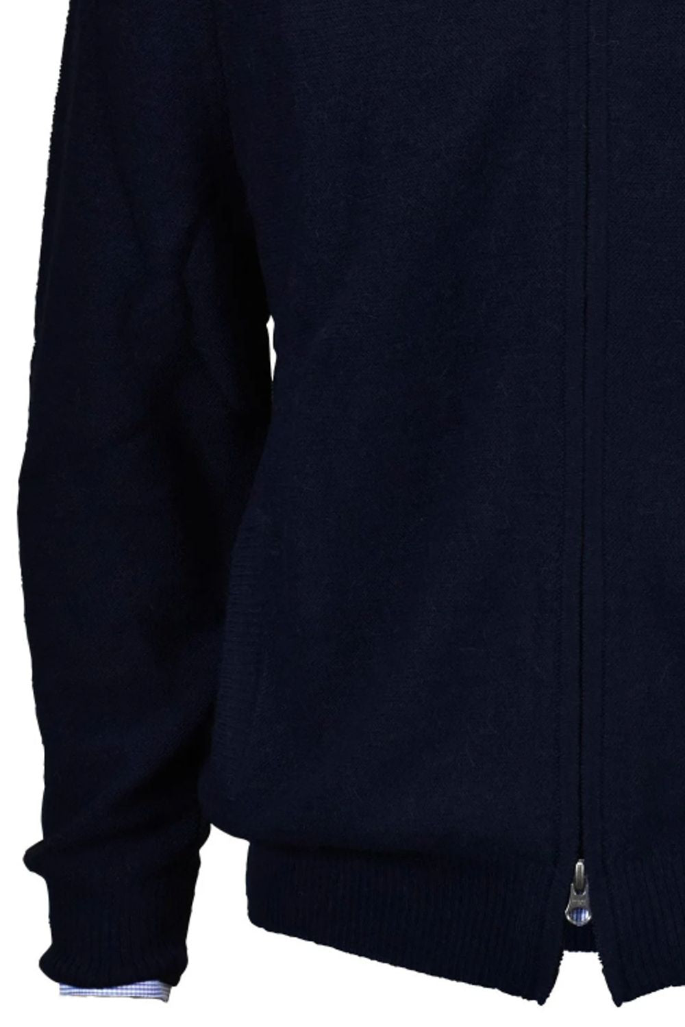 Royal Alpaca Double-Zip Cardigan Bomber Sweater Jacket in Deep Navy by Peru Unlimited