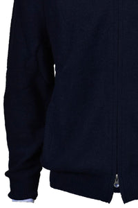 Royal Alpaca Double-Zip Cardigan Bomber Sweater Jacket in Deep Navy by Peru Unlimited