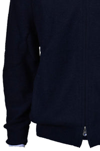 Royal Alpaca Double-Zip Cardigan Bomber Sweater Jacket in Deep Navy by Peru Unlimited