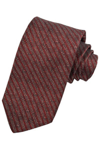 Red, Silver, and Black Broken Stripe Woven Silk Jacquard Tie by Dion Neckwear