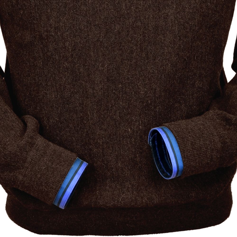 Baby Alpaca 'Links Stitch' Sweatshirt-Style Crew Neck Sweater in Dark Brown Heather by Peru Unlimited