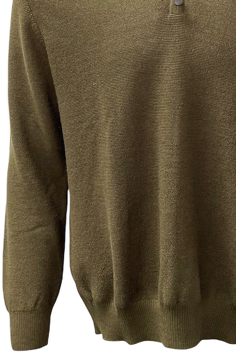 Baby Alpaca Links Knit Quarter-Zip Sweater in British Khaki by Blue 1899