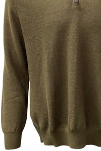 Baby Alpaca Links Knit Quarter-Zip Sweater in British Khaki by Blue 1899