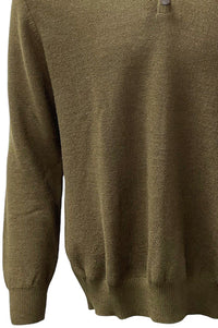 Baby Alpaca Links Knit Quarter-Zip Sweater in British Khaki by Blue 1899