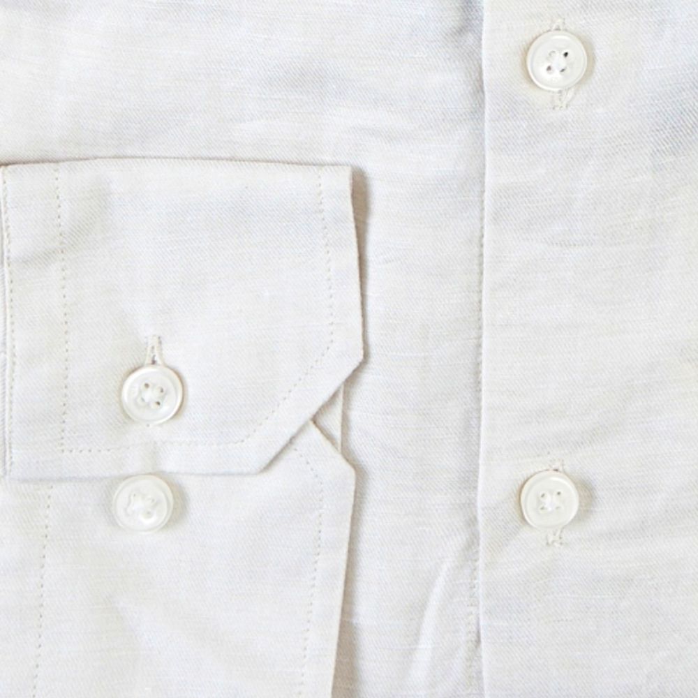 Linen/Tencel Solid Twill Sport Shirt in Natural by Scott Barber