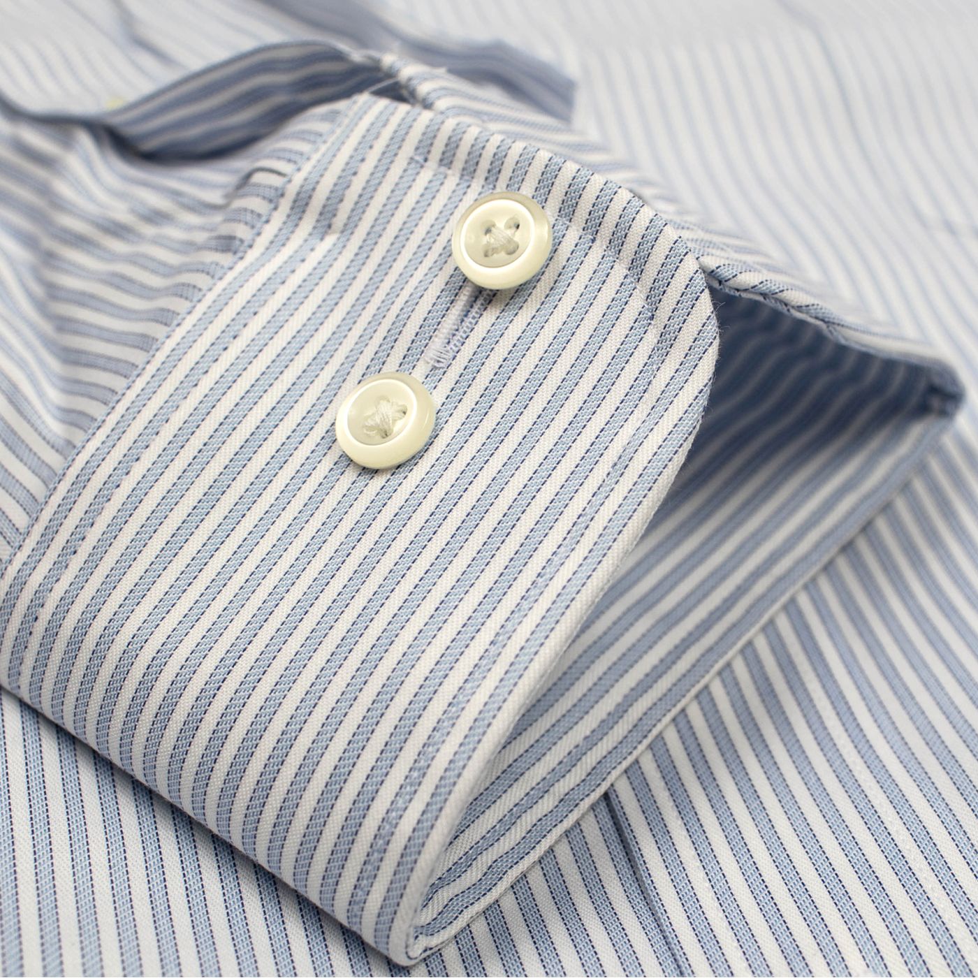 Blue Shadow Stripe Wrinkle-Free Stretch Cotton Dress Shirt with Button-Down Collar by Cooper & Stewart