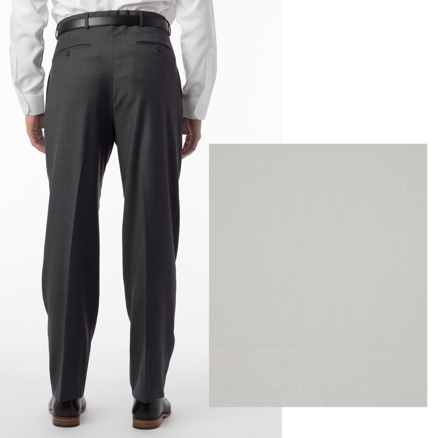 Super 120s Wool Gabardine Comfort-EZE Trouser in Stone Grey (Manchester Pleated Model) by Ballin