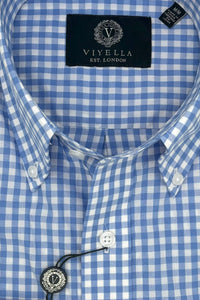 Gingham Check Short Sleeve Cotton Button-Down Sport Shirt in Choice of Colors by Viyella