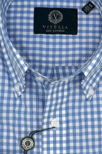 Gingham Check Short Sleeve Cotton Button-Down Sport Shirt in Choice of Colors by Viyella
