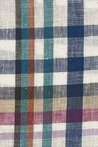 Tan Multi Plaid Linen Short Sleeve Sport Shirt by Viyella