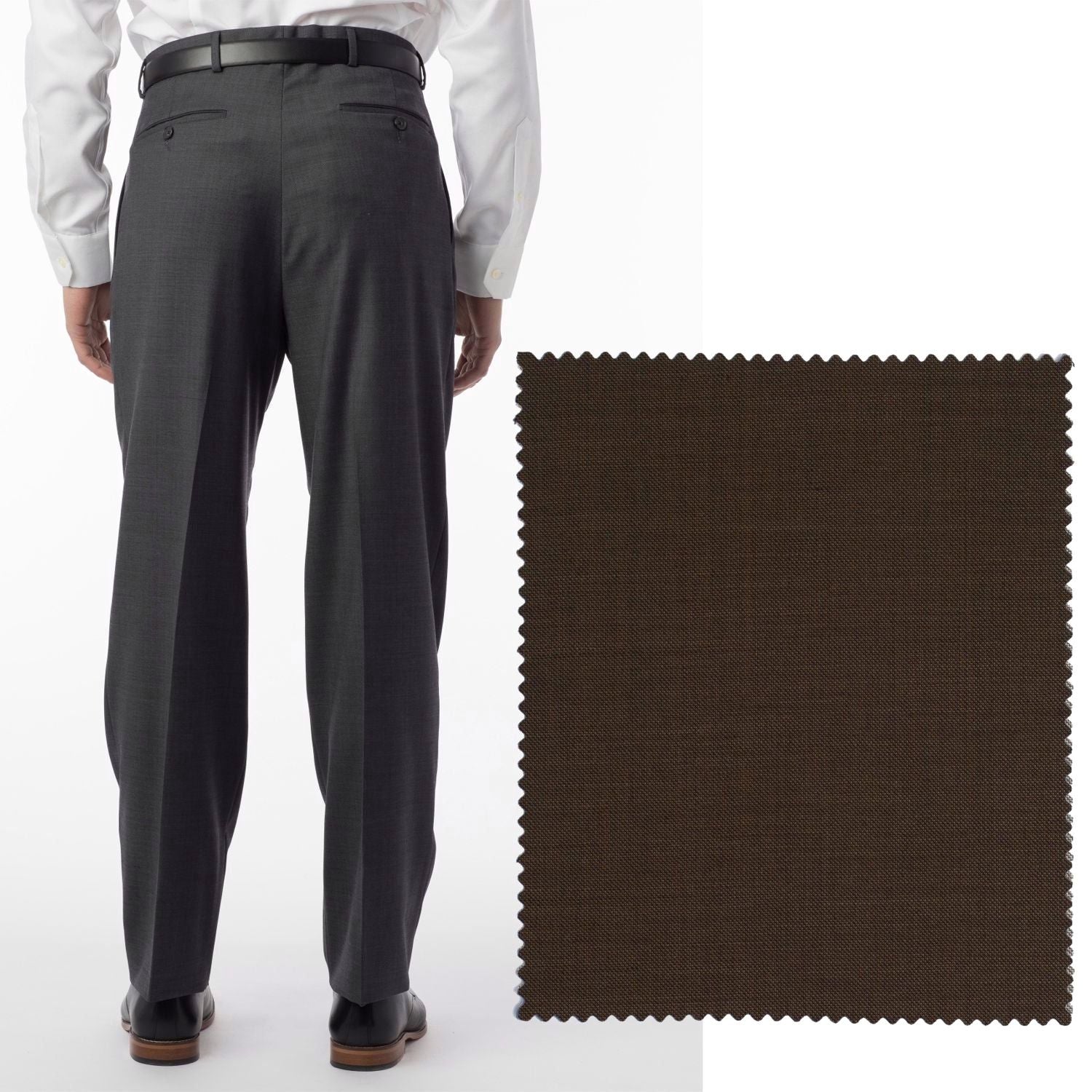 Sharkskin Super 120s Worsted Wool Comfort-EZE Trouser in Chestnut (Manchester Pleated Model) by Ballin