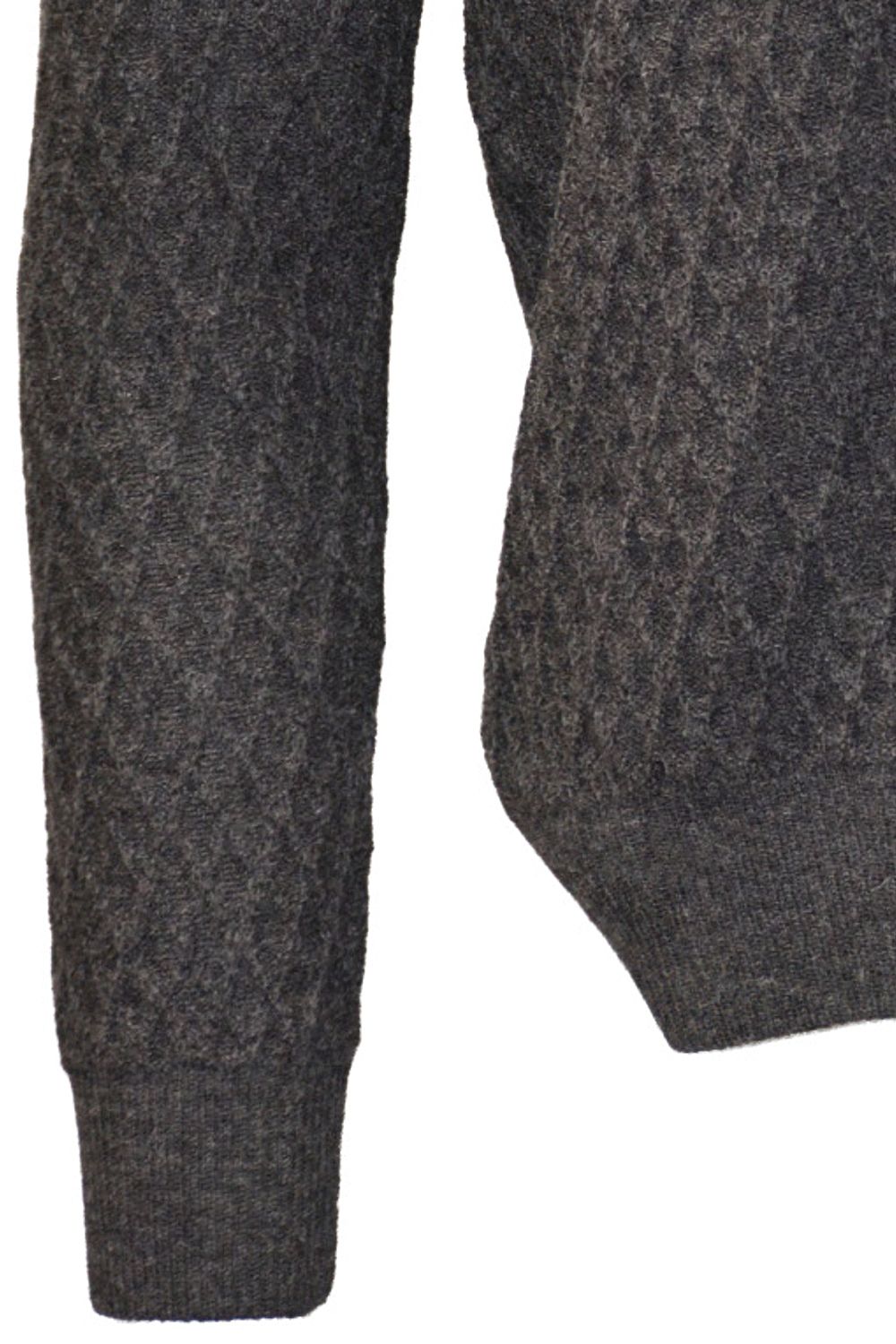 Baby Alpaca Diamond Texture Quarter-Zip Sweater in Dark Grey by Blue 1899