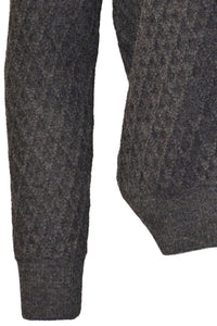 Baby Alpaca Diamond Texture Quarter-Zip Sweater in Dark Grey by Blue 1899