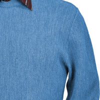 Baby Alpaca 'Links Stitch' Open Bottom Crew Neck Sweater in Pebble Blue by Peru Unlimited