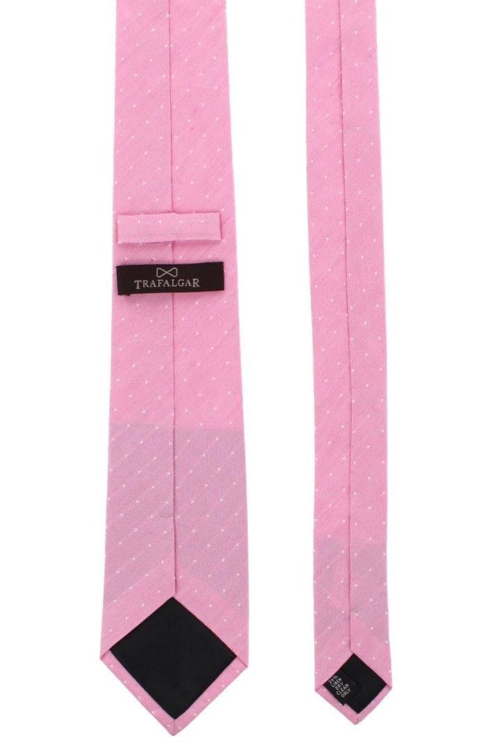 Churchill Chambray Polka Dot Linen and Silk Blend Tie in Light Pink by Trafalgar