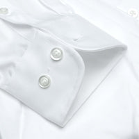 White Stretch Cotton Wrinkle-Free Pinpoint Oxford Cotton Dress Shirt with Button-Down Collar by Cooper & Stewart