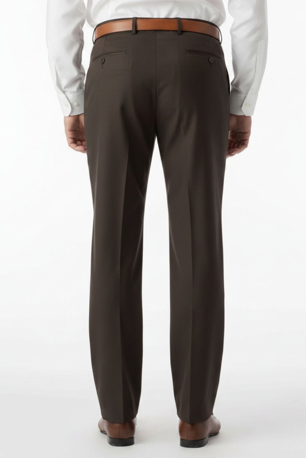 Super 120s Luxury Wool Serge Comfort-EZE Trouser in Brown Mix (Flat Front Models) by Ballin