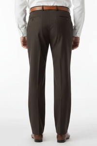 Super 120s Luxury Wool Serge Comfort-EZE Trouser in Brown Mix (Flat Front Models) by Ballin