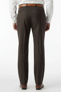 Super 120s Luxury Wool Serge Comfort-EZE Trouser in Brown Mix (Flat Front Models) by Ballin