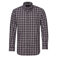 Black, Burgundy, and Gold Plaid Cotton and Wool Blend Button-Down Shirt by Viyella