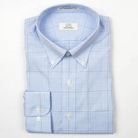 Blue Box Check Wrinkle-Free Cotton Dress Shirt with Button-Down Collar by Cooper & Stewart