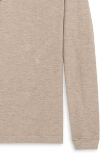 Cotton and Wool Pique Long Sleeve Polo in Camel Heather by Scott Barber