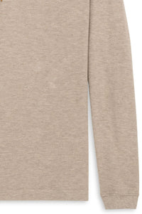 Cotton and Wool Pique Long Sleeve Polo in Camel Heather by Scott Barber