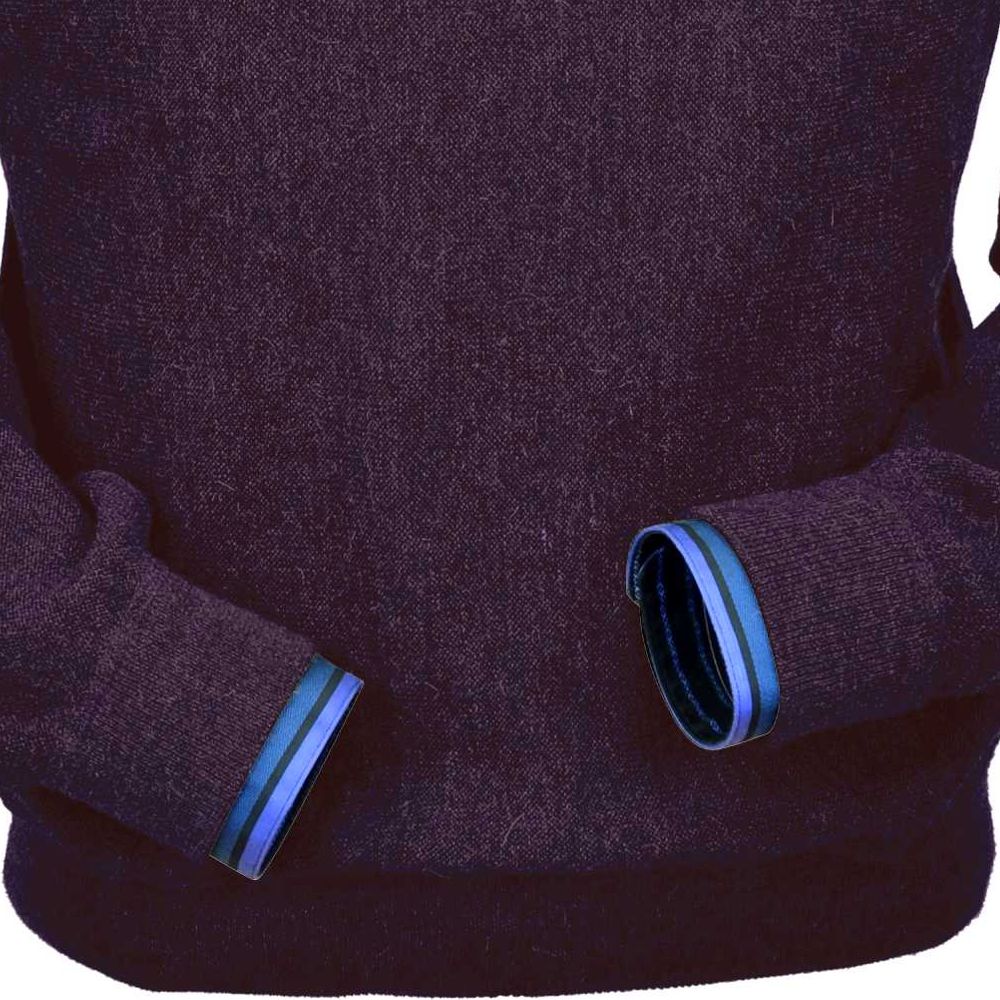 Baby Alpaca 'Links Stitch' Sweatshirt-Style Crew Neck Sweater in Eggplant Heather by Peru Unlimited