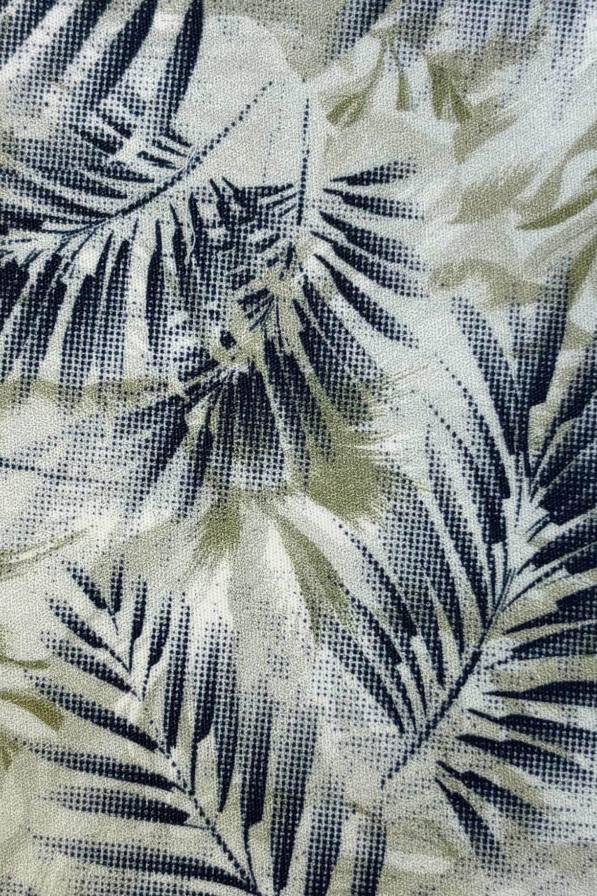 Tropical Leaf Stretch Cotton Short Sleeve Sport Shirt by Viyella
