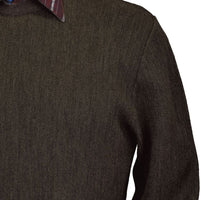 Baby Alpaca 'Links Stitch' Open Bottom Crew Neck Sweater in Pine Olive Heather by Peru Unlimited