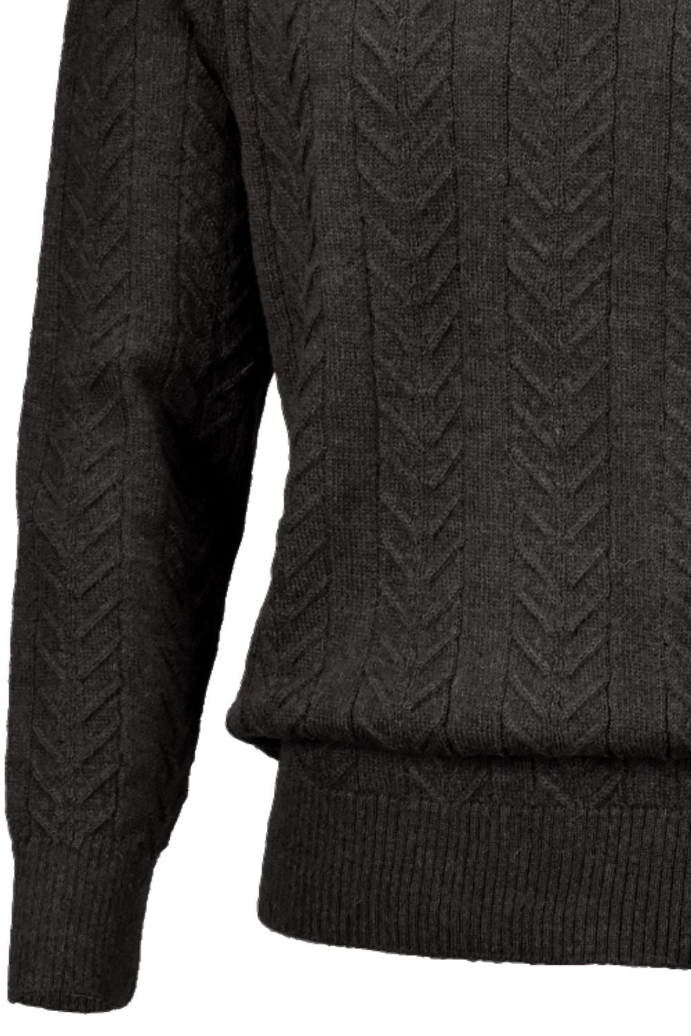 Royal Alpaca Cable Knit Button-Mock Sweater in Charcoal Heather by Peru Unlimited