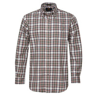 Sage, Rust, and Natural Plaid Cotton and Wool Blend Button-Down Shirt by Viyella