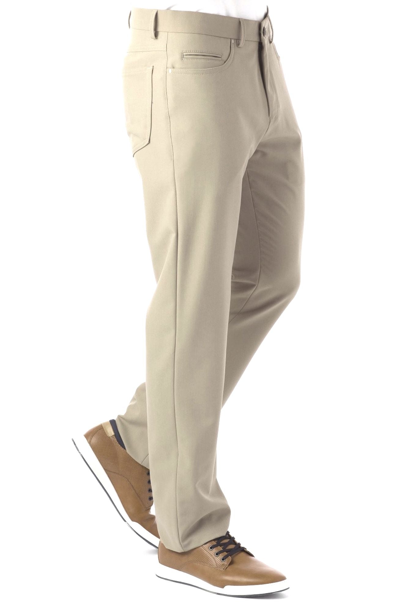 Comfort-EZE 5-Pocket Commuter Bi-Stretch Gabardine Pant in Cream (Connor Modern Fit) by Ballin