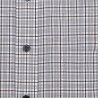 Grey Plaid Short Sleeve No-Iron Cotton Sport Shirt with Button Down Collar by Leo Chevalier