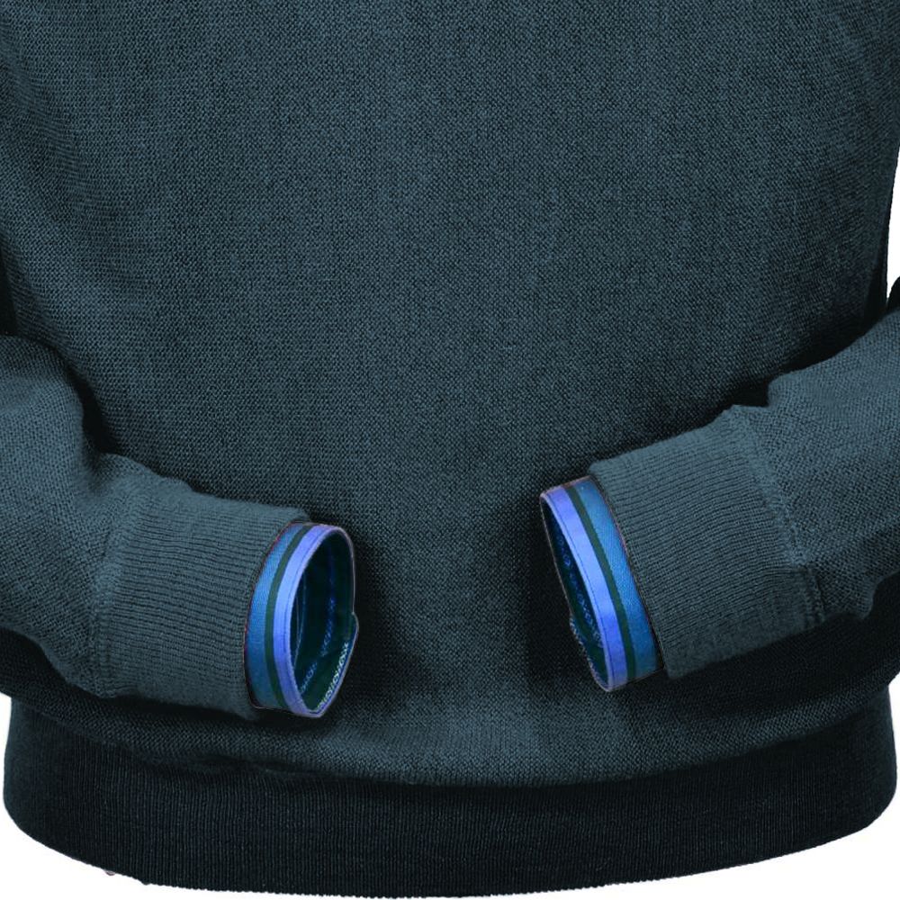 Baby Alpaca 'Links Stitch' Sweatshirt-Style Crew Neck Sweater in Steel Blue by Peru Unlimited