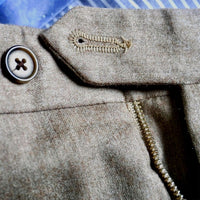 Super 100s Worsted Wool Flannel Trouser in Tan Heather, Size 35 (Milan Double Reverse Pleat) by Berle