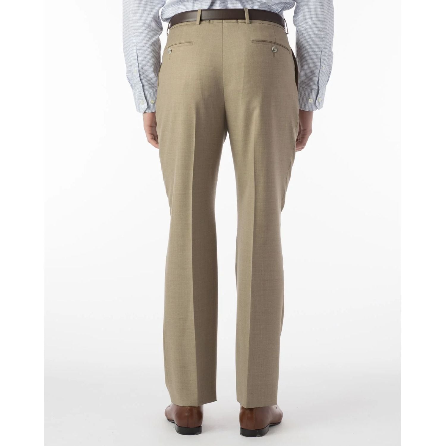 Super 120s Wool Travel Twill Comfort-EZE Trouser in Khaki (Flat Front Models) by Ballin