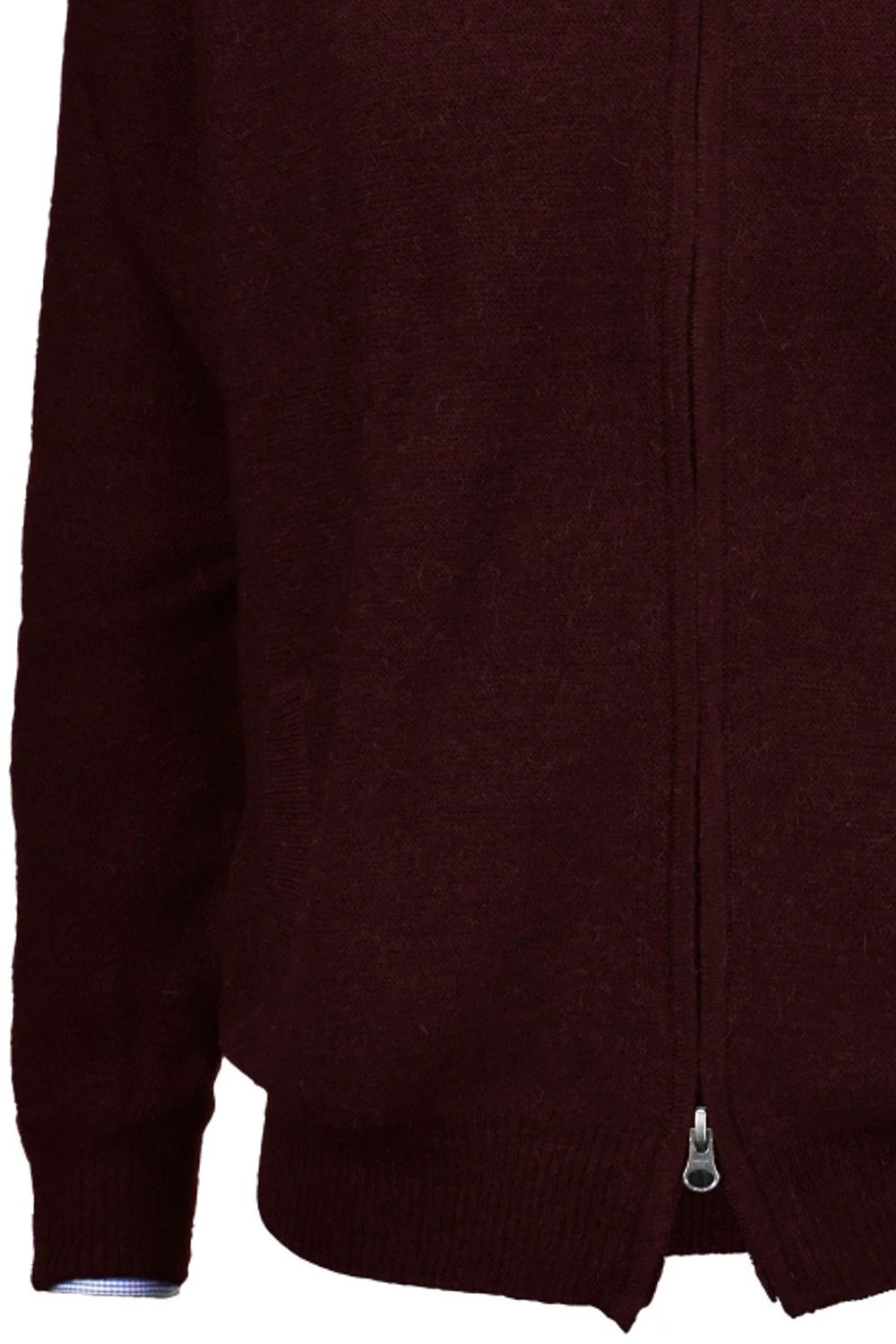 Royal Alpaca Double-Zip Cardigan Bomber Sweater Jacket in Wine Heather by Peru Unlimited