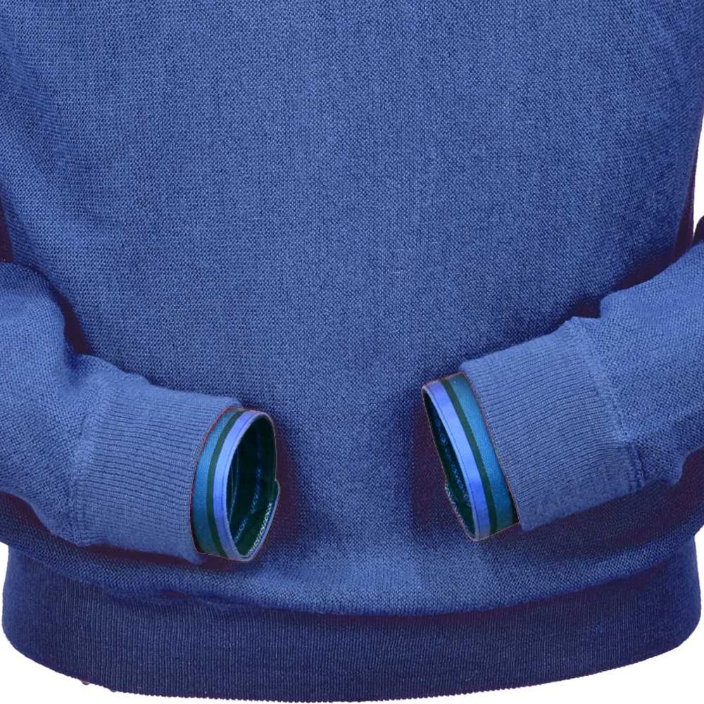 Baby Alpaca 'Links Stitch' Sweatshirt-Style Crew Neck Sweater in Royal Blue by Peru Unlimited