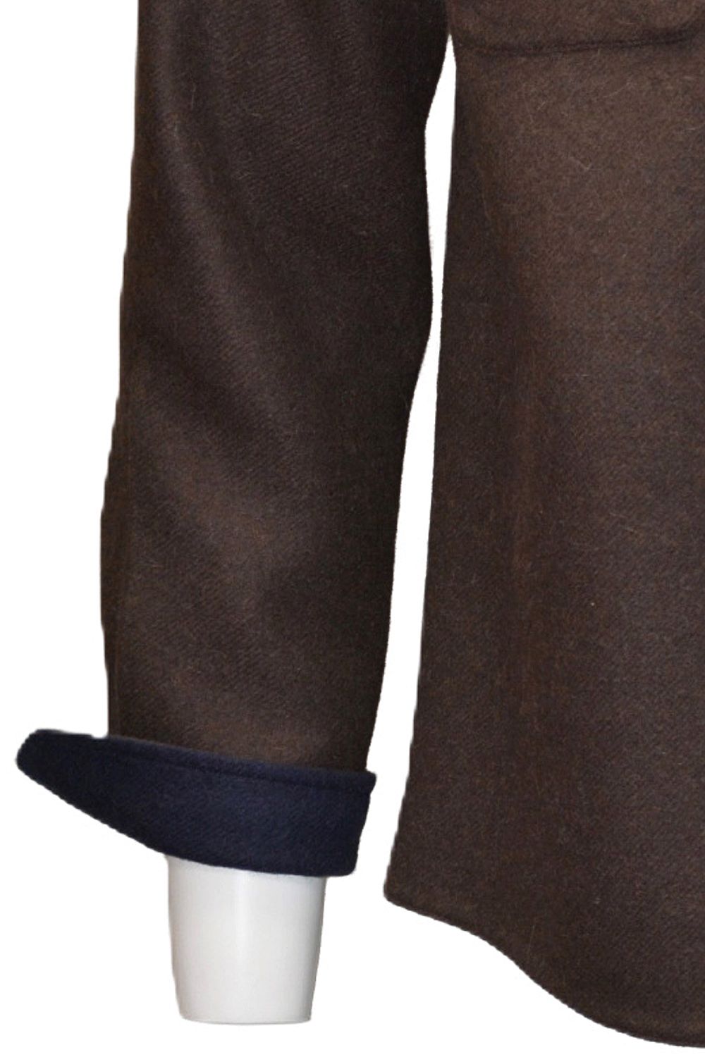 Baby Alpaca & Merino Wool Double Face CPO Shirt Jacket in Brown/Navy by Blue 1899