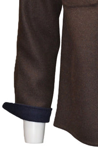 Baby Alpaca & Merino Wool Double Face CPO Shirt Jacket in Brown/Navy by Blue 1899