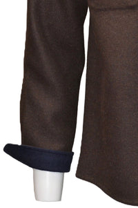 Baby Alpaca & Merino Wool Double Face CPO Shirt Jacket in Brown/Navy by Blue 1899