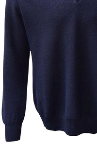 Baby Alpaca Links Knit Quarter-Zip Sweater in Navy by Blue 1899