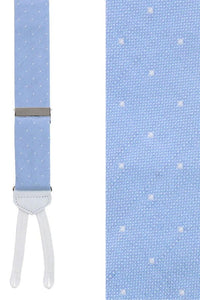 Churchill Chambray Polka Dot Linen and Silk Blend Formal End Braces in Light Blue by Trafalgar